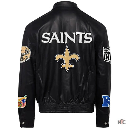 New Orleans Saints Jeff Hamilton Leather Varsity Jacket