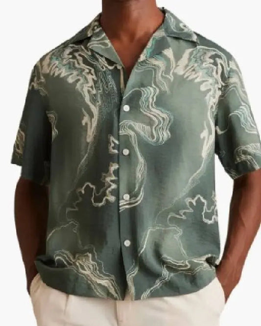 Access Hollywood Scott Evans Green Printed Shirt