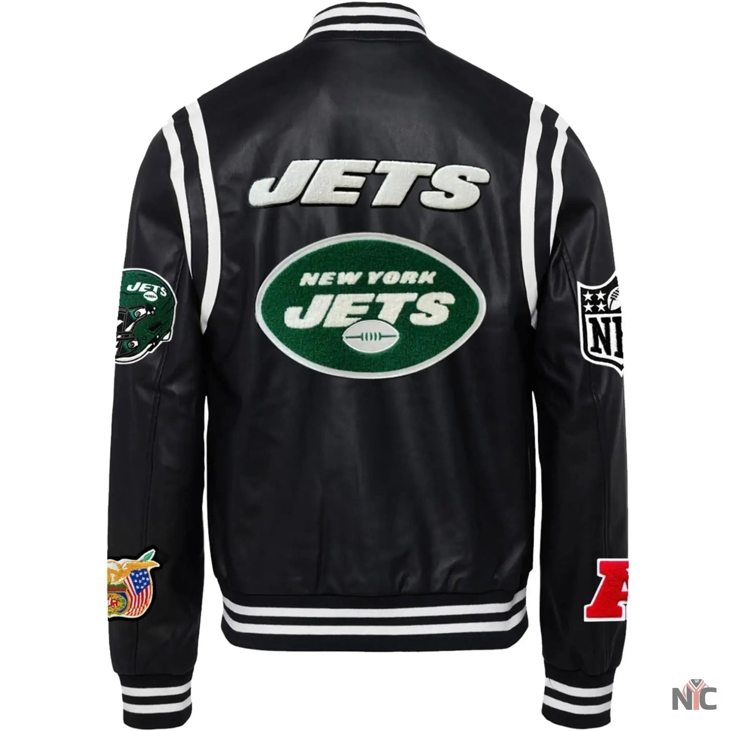 New York Jets Jeff Hamilton Leather Varsity Jacket