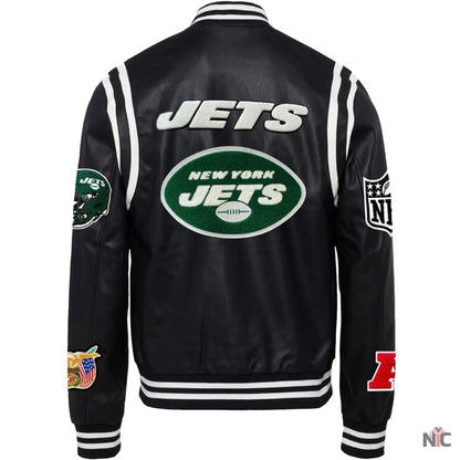 New York Jets Jeff Hamilton Leather Varsity Jacket