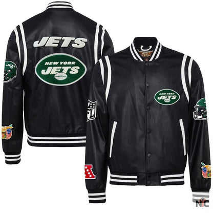 New York Jets Jeff Hamilton Leather Varsity Jacket