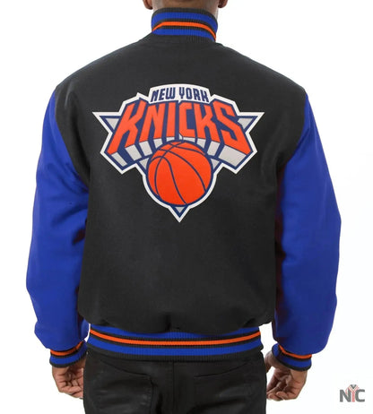 New York Knicks Black & Blue Wool Varsity Jacket