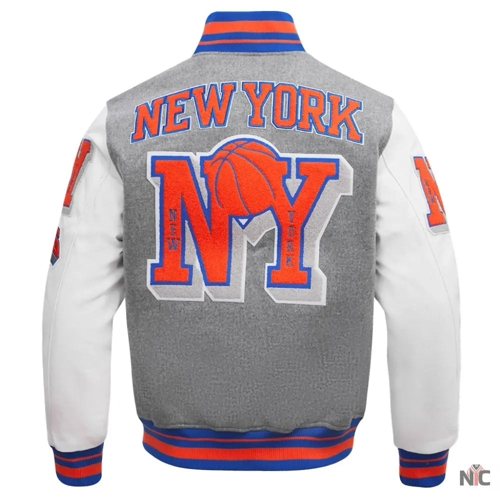 New York Knicks Mashup Wool & Leather Varsity Jacket