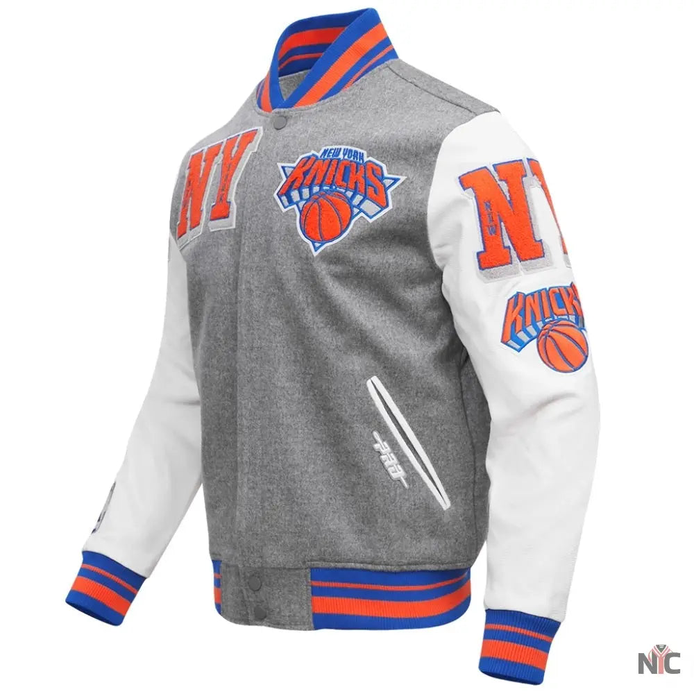New York Knicks Mashup Wool & Leather Varsity Jacket