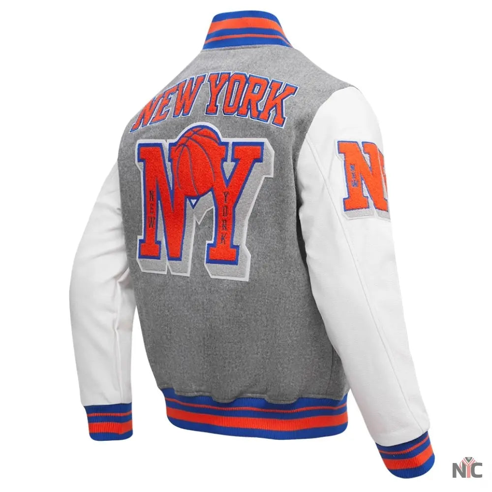 New York Knicks Mashup Wool & Leather Varsity Jacket