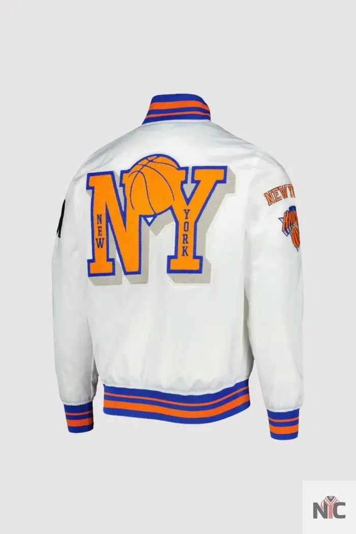 New York Knicks NBA 2X Finals Champions White Varsity Jacket