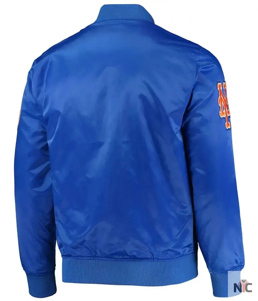 New York Mets Full-Snap Royal Blue Satin Jacket