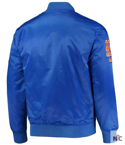 New York Mets Full-Snap Royal Blue Satin Jacket