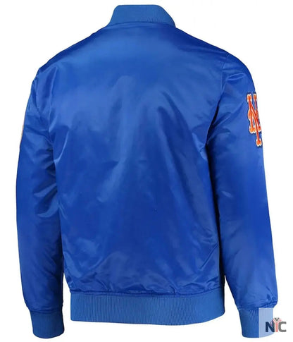 New York Mets Full-Snap Royal Blue Satin Jacket