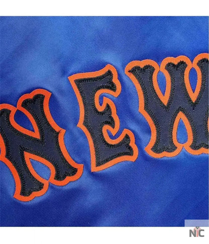 New York Mets Full-Snap Royal Blue Satin Jacket