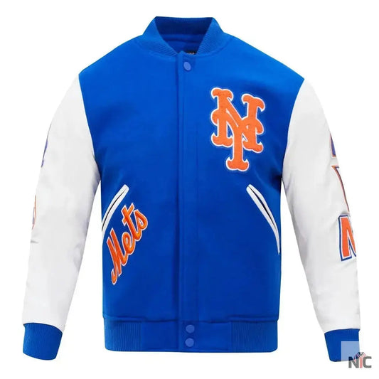 New York Mets Letterman Blue and White Jacket