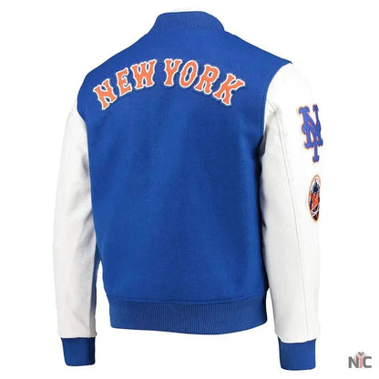 New York Mets Letterman Blue and White Jacket