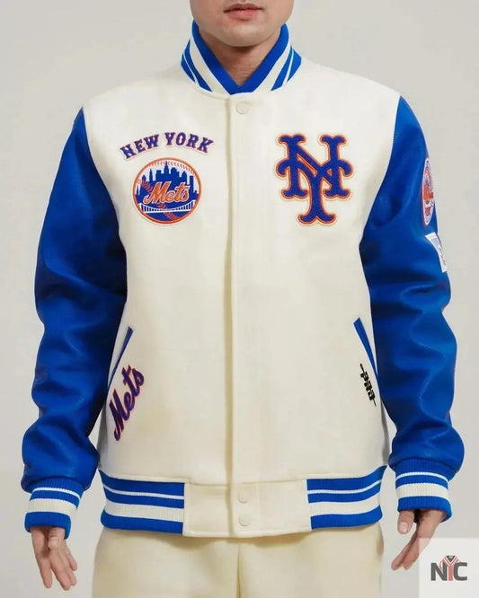 New York Mets Retro Classic Rib Wool Varsity Jacket