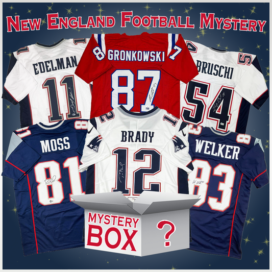 Autographed/Signed New England Football Jersey Mystery Box with PSA JSA or Beckett COA