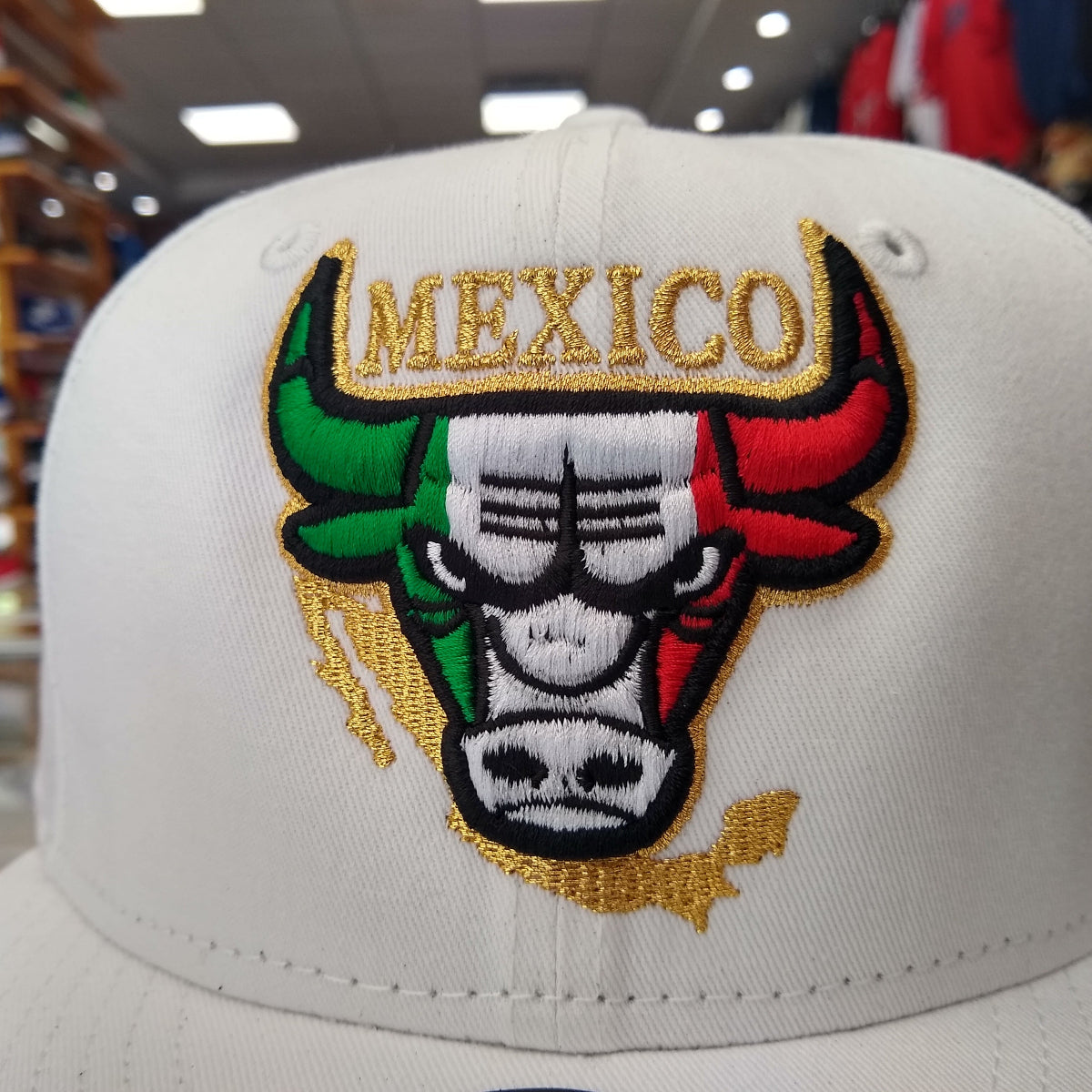 New Era Embroidered SnapBack Mexican Bull logo White Hat