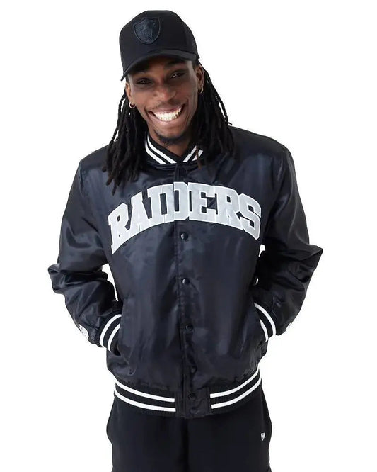 New Era NFL Satin Las Vegas Raiders Bomber Jacket
