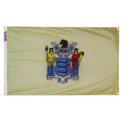 New Jersey Flag with Grommets Along the Edges for Wall Hanging