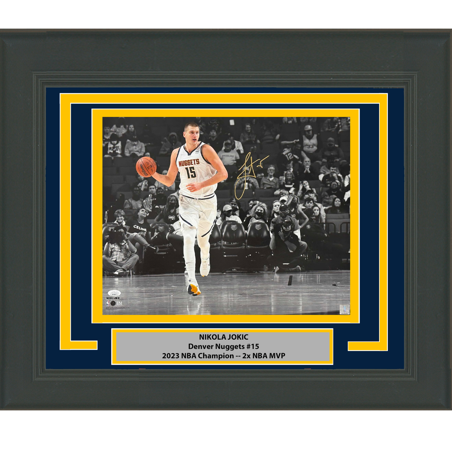 Framed Autographed/Signed Nikola Jokic Denver Nuggets 16x20 Basketball Photo JSA COA #1
