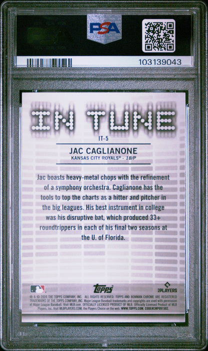 Graded 2024 Topps Bowman Draft Jac Caglianone #IT5 In Tune Rookie RC Baseball Card PSA 10 Gem Mint