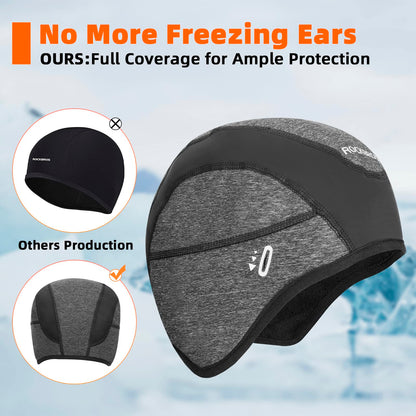 ROCKBROS Winter Cycling Caps for Men Women Windproof Hat with Sun Visor Under Helmet Liner