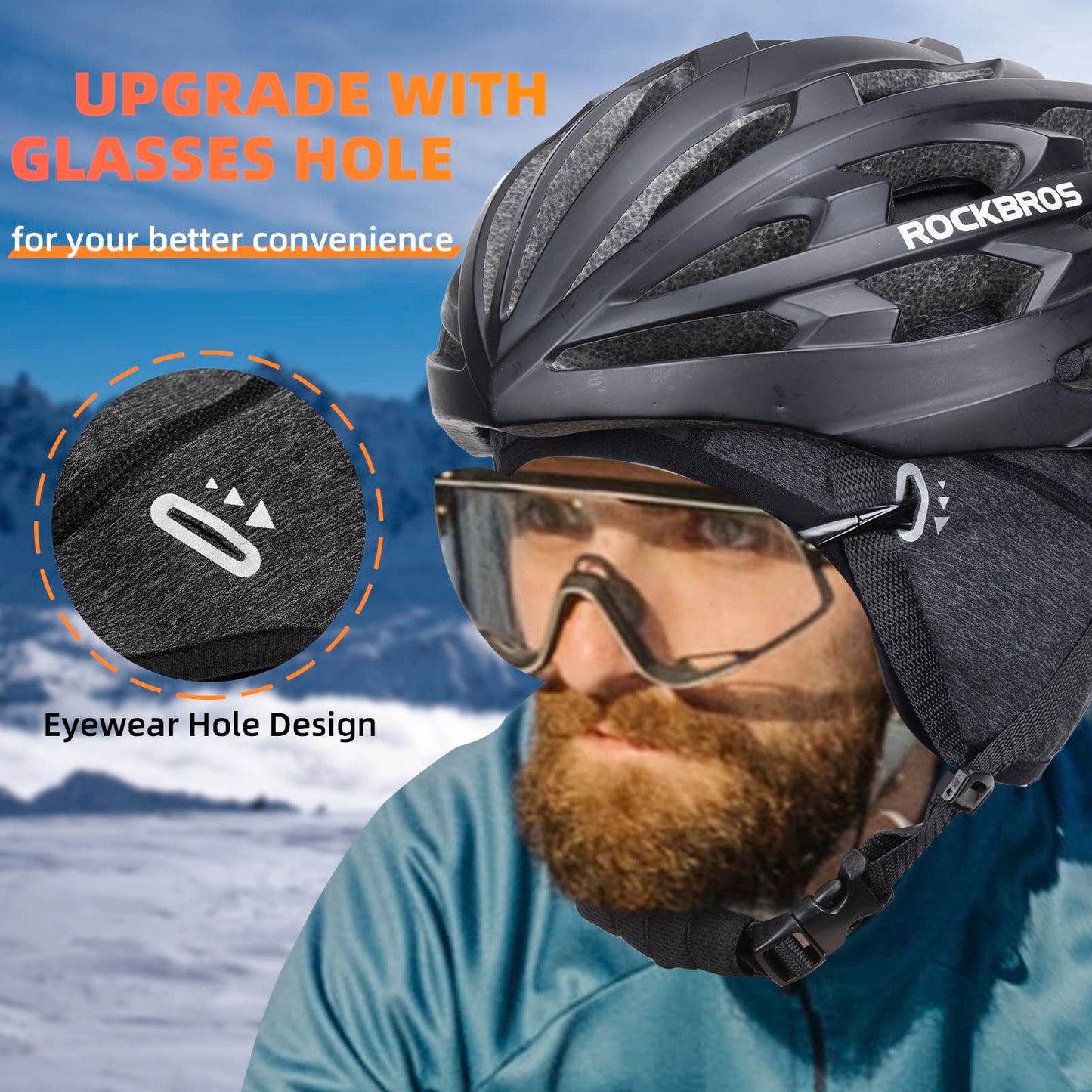 ROCKBROS Winter Cycling Caps for Men Women Windproof Hat with Sun Visor Under Helmet Liner