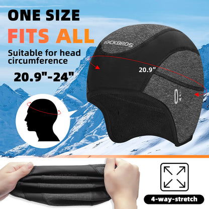 ROCKBROS Winter Cycling Caps for Men Women Windproof Hat with Sun Visor Under Helmet Liner