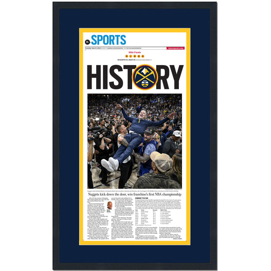 Framed Denver Post Nuggets 2023 NBA Champions 14x24 Basketball Newspaper Cover Photo Professionally Matted V2
