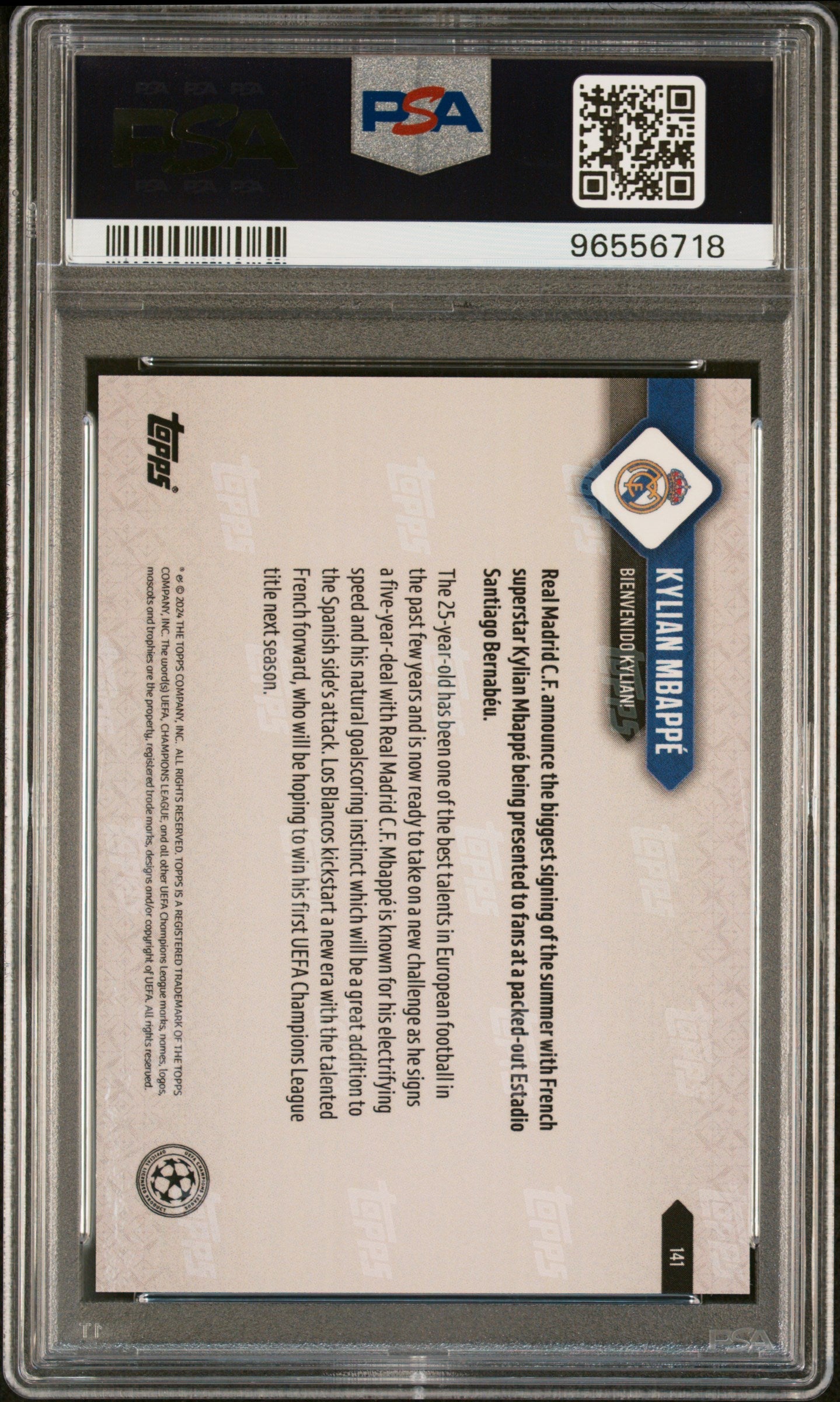Graded 2024 Topps Now UCL Kylian Mbappe #141 Soccer Card PSA 10 Gem Mint