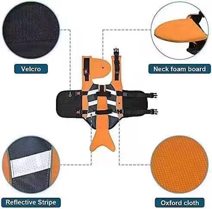 Dog Life Jacket with Rescue Handle & Reflective Strips