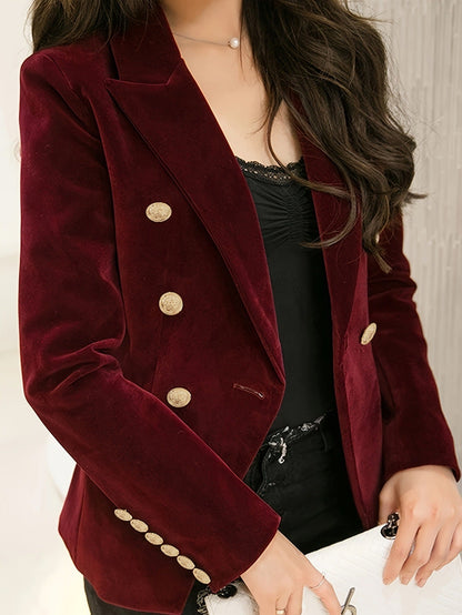 Japanese Retro Striped Linen Coat Dark Red - Silk Blend