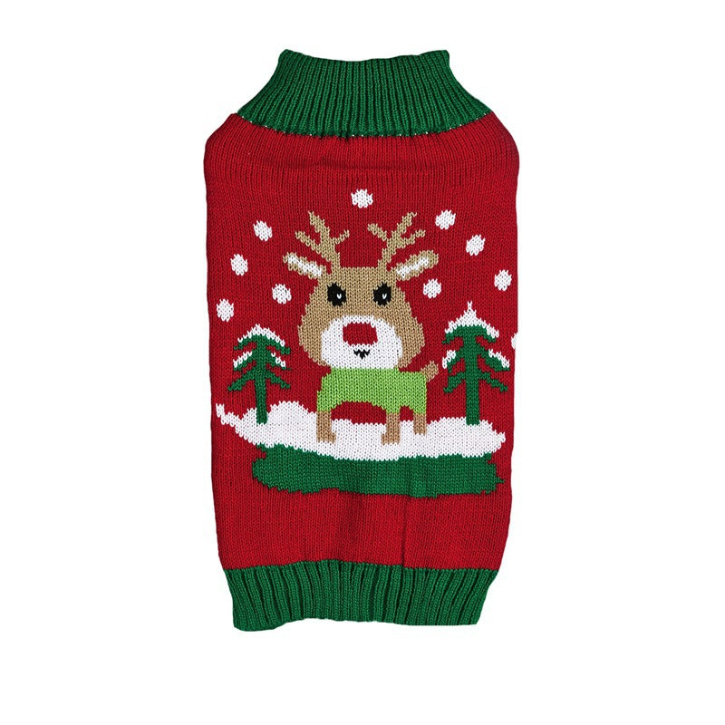 Christmas Pet Sweater • Reindeer Knit & Green Trim