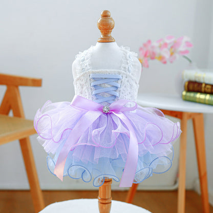 Dog Tutu Dress with Lace Corset & Ombre Tulle Skirt