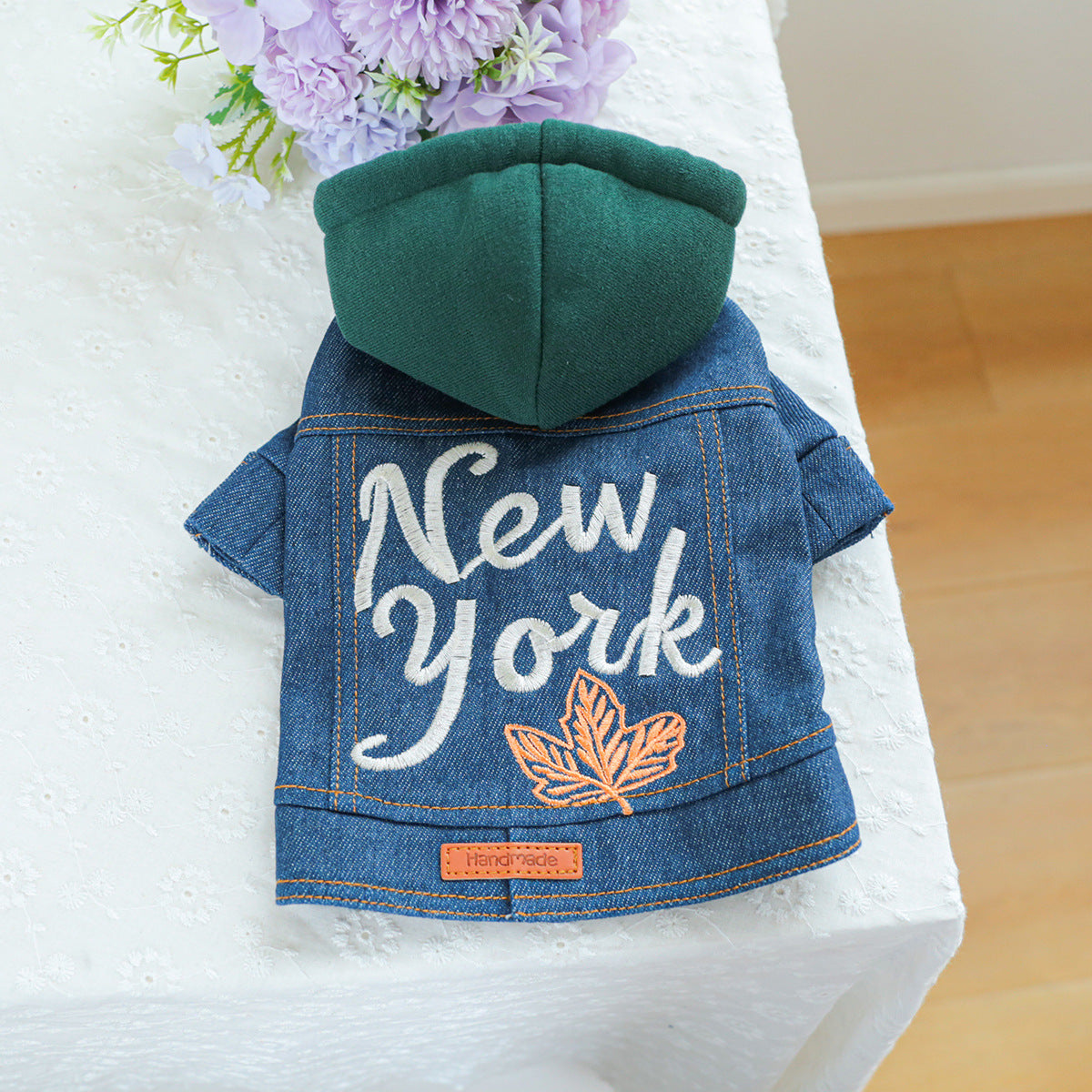 Dog outfit denim jacket hoodie