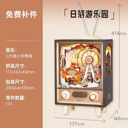 Ruoke Secret Cello Music Box Music Box Building Blocks DIY Handmade Wooden for Birthdays and Valentine's Days Gift for Men and Women