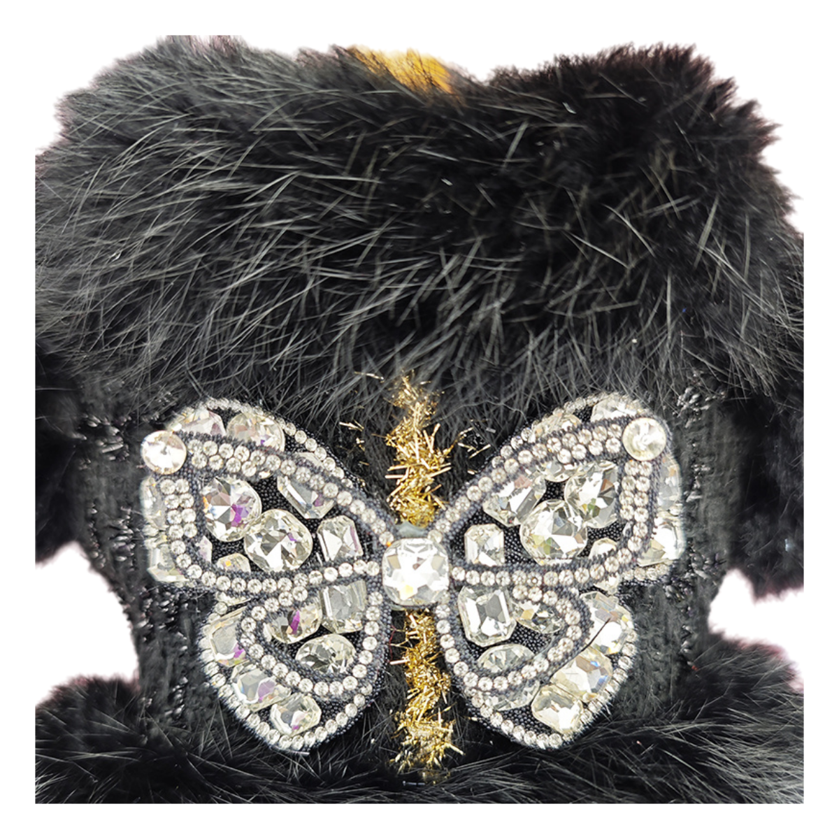 Black Butterfly Embellished Pet Dress Dog Coat