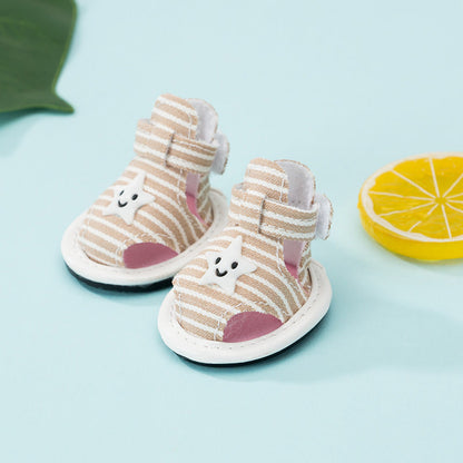 Striped Summer Dog Sandals with Cute Star Design Shoes