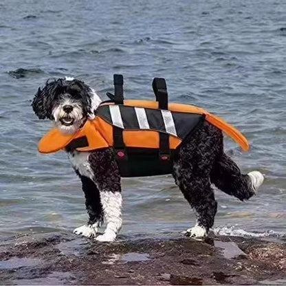 Dog Life Jacket with Rescue Handle & Reflective Strips