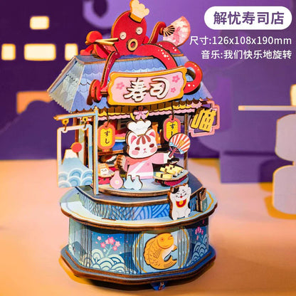 Ruoke Secret Cello Music Box Music Box Building Blocks DIY Handmade Wooden for Birthdays and Valentine's Days Gift for Men and Women