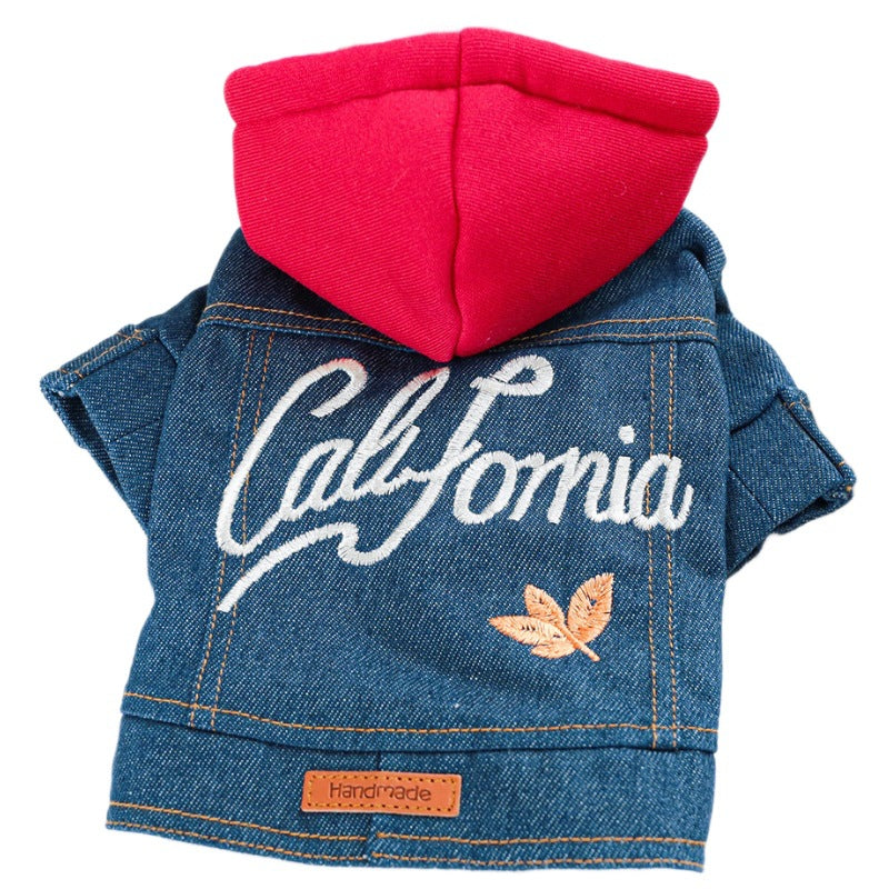 Dog outfit denim jacket hoodie