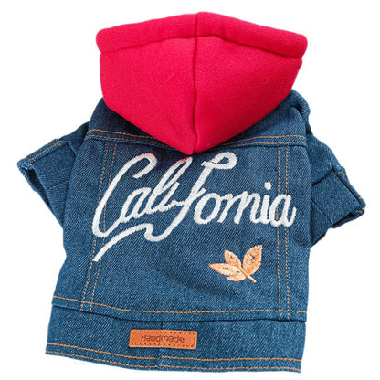 Dog outfit denim jacket hoodie
