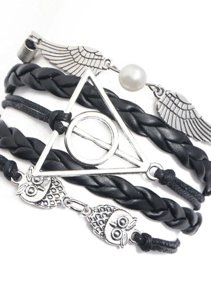 Fashion Harry Potter Deathly Hallows Leather Cord Bracelet
