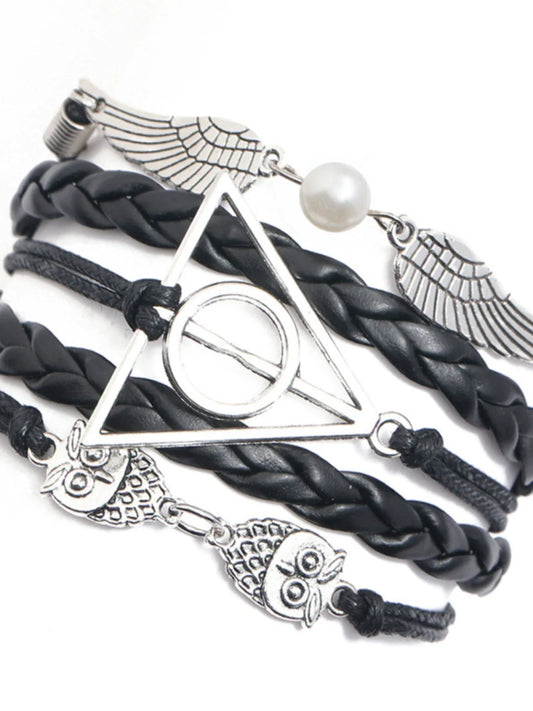 Fashion Harry Potter Deathly Hallows Leather Cord Bracelet