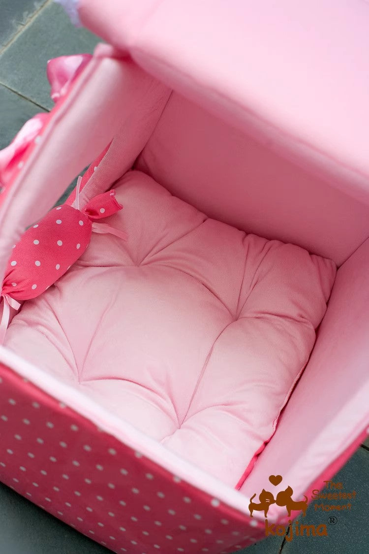 Dog house princess pink dot lace