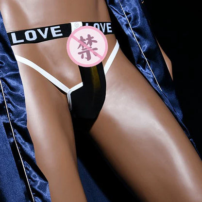 Men Shiny Hip-Exposed Double T-Back Jockstrap