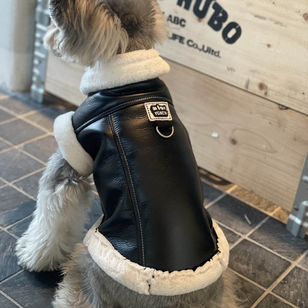 Furry Biker Pet Jacket Dog Clothing