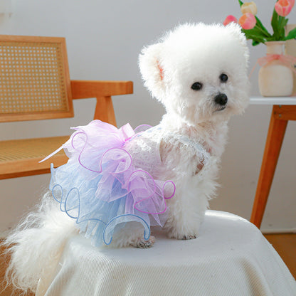 Dog Tutu Dress with Lace Corset & Ombre Tulle Skirt