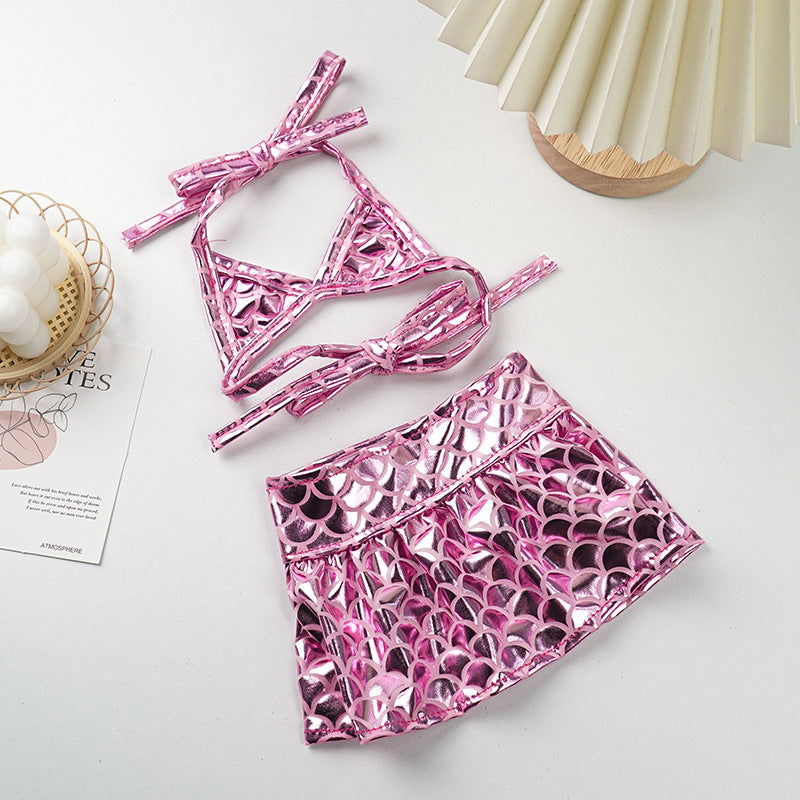 Mermaid Dog Bikini Set – Shiny Swimsuit with Skirt