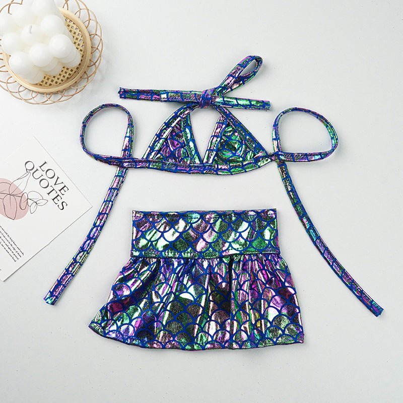 Mermaid Dog Bikini Set – Shiny Swimsuit with Skirt