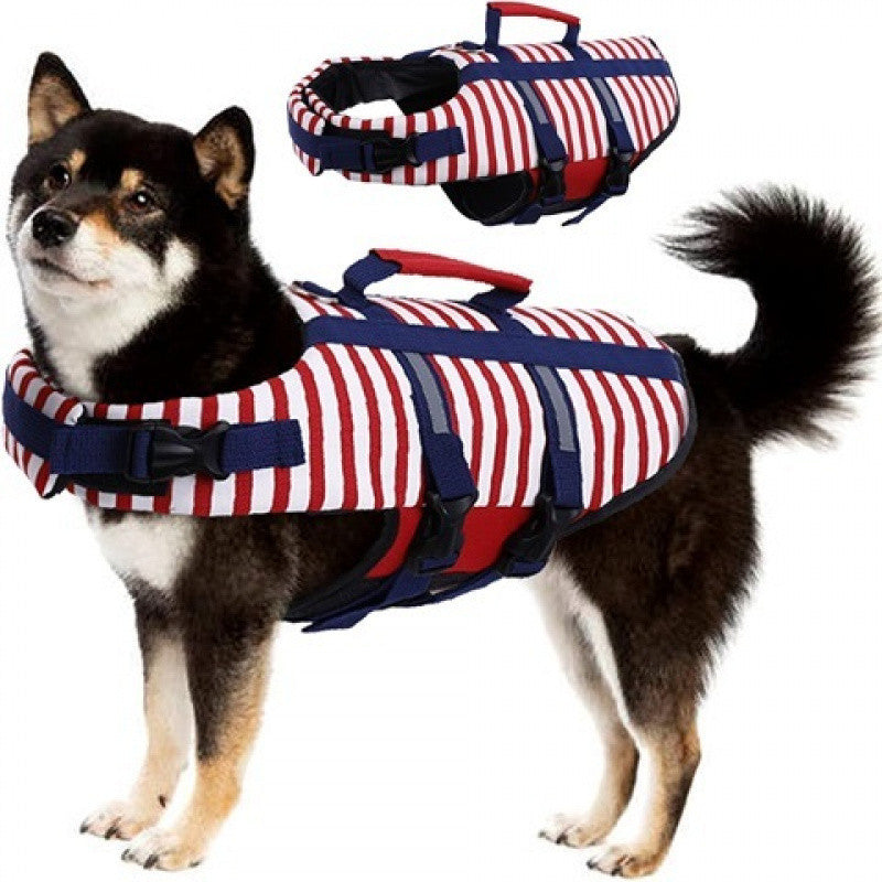 Dog Life Jacket – Striped Design with Safety Handle