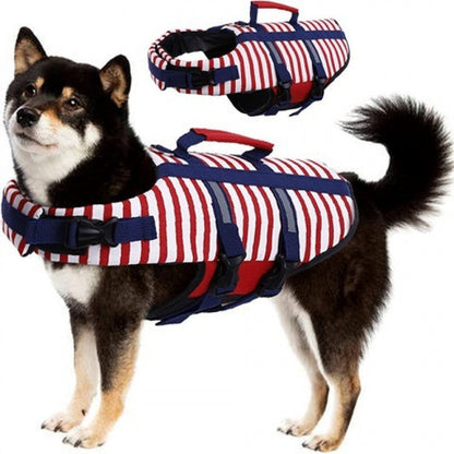 Dog Life Jacket – Striped Design with Safety Handle